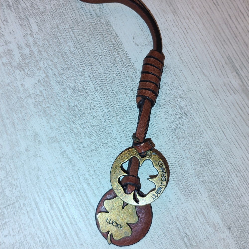 Lucky Brand Tan Leather Key Holder with Gold Accents